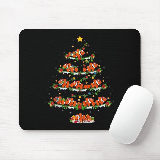 Clown Fish Christmas Tree Lights Funny Clown Fish Mousepad (Mit Mouse)