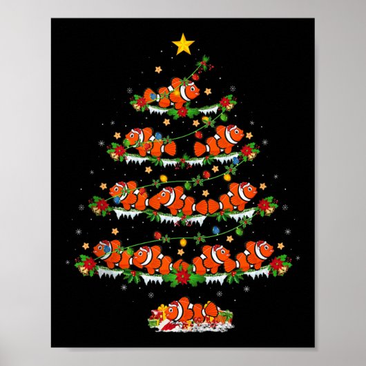 Clown Fish Christmas Tree Lights Funny Clown Fish Poster (Vorne)