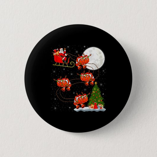 Clown Fish Santa Sleigh Flying Funny Magical Chris Button (Vorderseite)