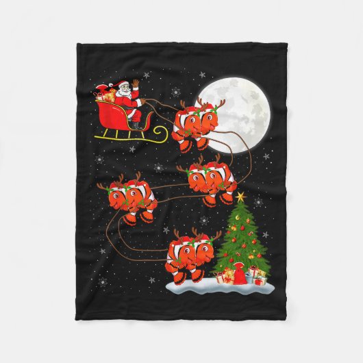 Clown Fish Santa Sleigh Flying Funny Magical Chris Fleecedecke (Vorderseite)