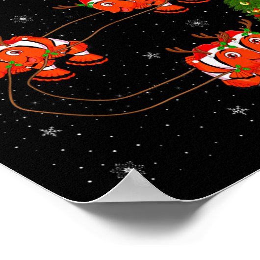 Clown Fish Santa Sleigh Flying Funny Magical Chris Poster (Ecke)