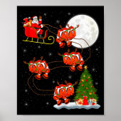 Clown Fish Santa Sleigh Flying Funny Magical Chris Poster (Vorne)