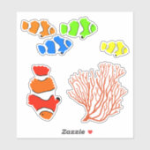 Clown Fish Sea Coral geformt Aufkleber (Blatt)