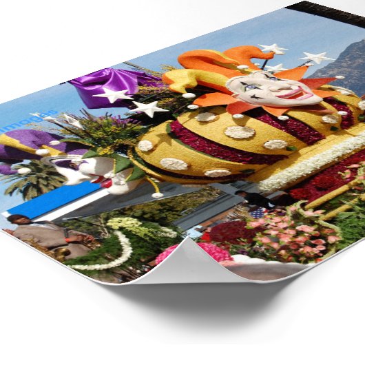Clown Float Rose Parade Pasadena, dominante Bilder Poster (Ecke)