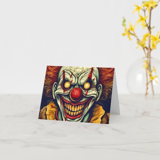 Clown | Frohe Halloween Karte (Gelbe Blume)