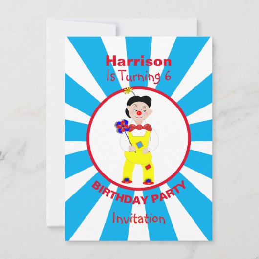 Clown Fun Kindergeburtstag Party Personalisiert Einladung (Vorderseite)