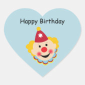 Clown-Gesicht Geburtstagskleber Herz-Aufkleber (Vorderseite)