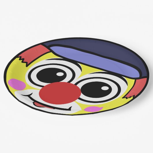 Clown-Gesicht Pappteller (Schrägansicht)