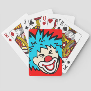 Clown Gesicht rot blauen Jungs spielen Karten Spielkarten