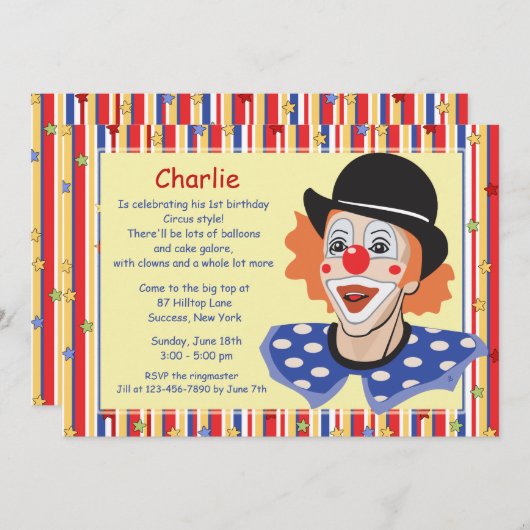 Clown-Gesichtserkennung Einladung (Vorne/Hinten)