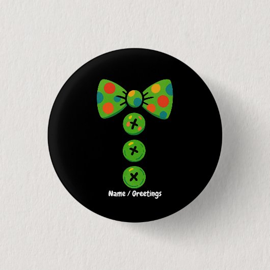 Clown große Fliege Halloween-Kostüm-Design Lustig Button (Vorderseite)