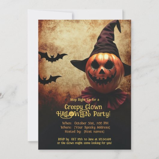 Clown Halloween Bash Einladung (Vorderseite)