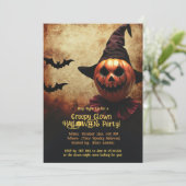 Clown Halloween Bash Einladung (Stehend Vorderseite)