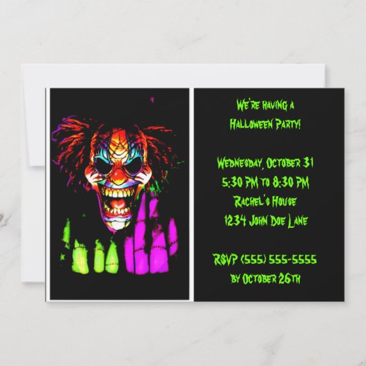 Clown-Halloween-Party-Einladungen Einladung (Vorderseite)