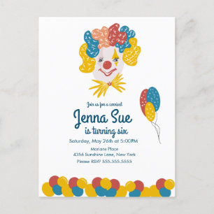 Clown-Handzeichnung Karneval Geburtstag Farbige Ei Postkarte