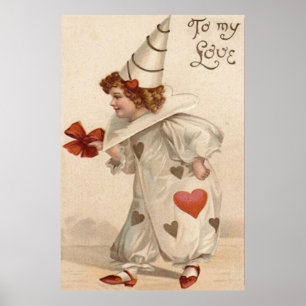 Clown Harlequin Herzvalentine Poster