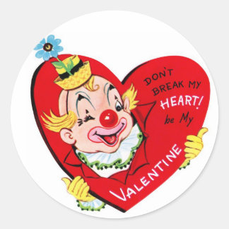 Clown Herz | Vintage Valentinstag | Runde Aufklebe Runder Aufkleber