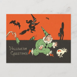 Clown Hund Hexenmeister Schwarze Katze Skelett Postkarte