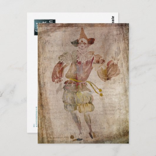 Clown im Spiegel Postkarte (Vorne/Hinten)