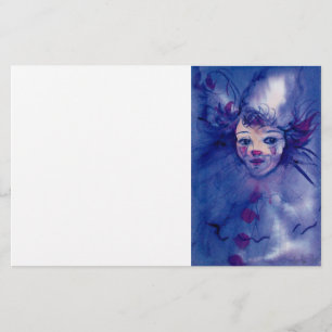 CLOWN IN LILA Venedischer Karneval Gesichter,Weiß Briefpapier