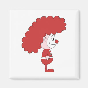 Clown in Rotem und in weißem. Karikatur Magnet
