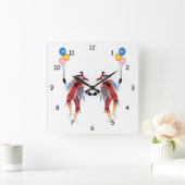 Clown Jester mit Balloons Wall Clock Quadratische Wanduhr (Zuhause)