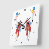 Clown Jester mit Balloons Wall Clock Quadratische Wanduhr (Winkel)