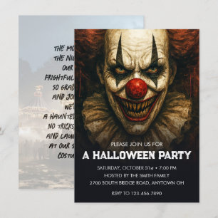 Clown-Karneval von Schrecken Halloween-Party Einladung