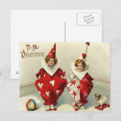 Clown-Kinder Dog Ball Herz Postkarte (Vorne/Hinten)