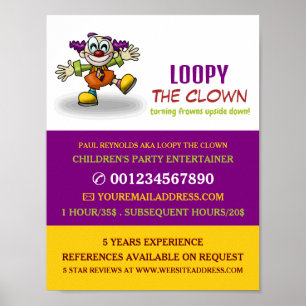 Clown, Kinder-Entertainer, Clownwerbung Poster