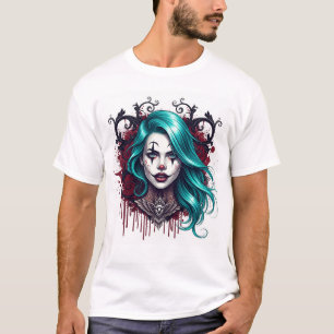 Clown-Königin mit cyanfarbenem Haar - Gruseliges C T-Shirt