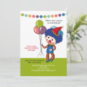 Clown mit Balloons Karneval Einladung (Stehend Vorderseite)