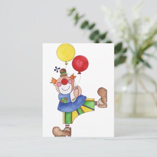 Clown mit Balloons Postkarte (Stehend Vorderseite)