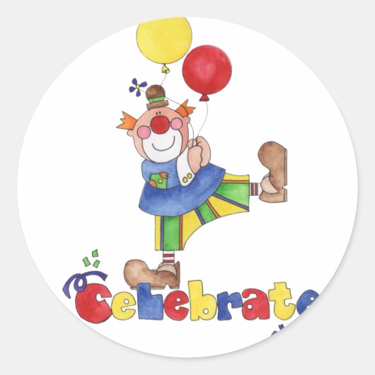 Clown mit Balloons Runder Aufkleber (Vorderseite)