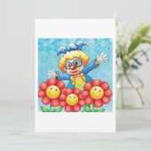 Clown mit Blume Einladung (Stehend Vorderseite)