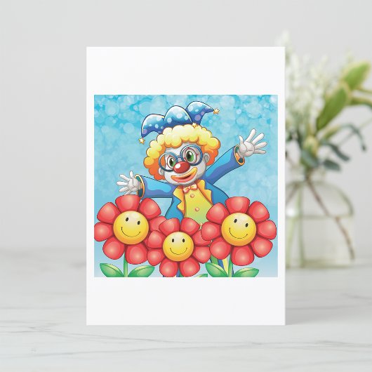 Clown mit Blume Einladung