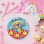 Clown mit Blume Pappteller (Party)