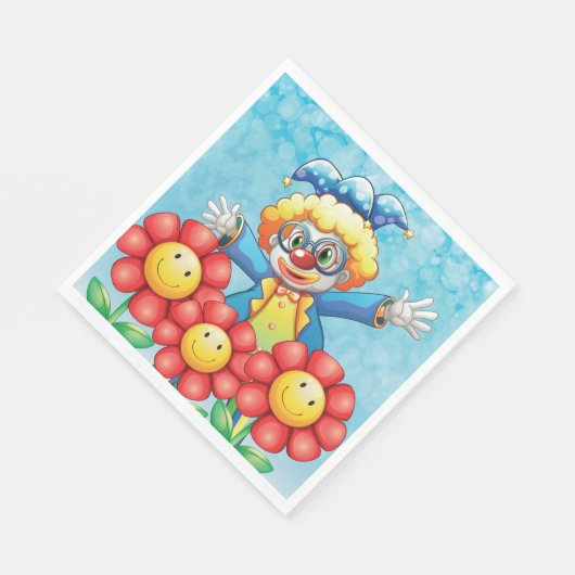 Clown mit Blume Serviette (Ecke)