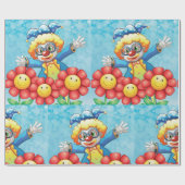 Clown mit Blume Wrapping Paper Geschenkpapier (Flach)