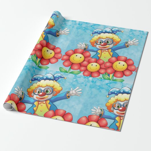 Clown mit Blume Wrapping Paper Geschenkpapier (Ungerollt)