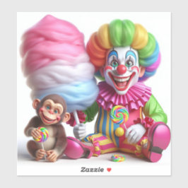 Clown mit Cotton Candy von Natasha Us Aufkleber