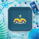 Clown mit dem Auto Pappteller (Party)