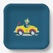 Clown mit dem Auto Pappteller (Vorderseite)