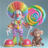 Clown mit einem Affen von Natasha Us Aufkleber (Vorderseite)