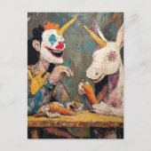 Clown mit Einhorn Postkarte (Vorderseite)