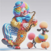 Clown mit Poodle und Saxophon von Natasha Us Aufkleber (Vorderseite)