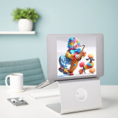Clown mit Poodle und Saxophon von Natasha Us Aufkleber (Laptop auf Schreibtisch)