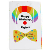 Clown mit Rainbow Wig Personalisierter Geburtstag Mittlere Geschenktüte (Vorderseite)
