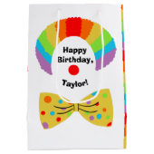 Clown mit Rainbow Wig Personalisierter Geburtstag Mittlere Geschenktüte (Rückseite)