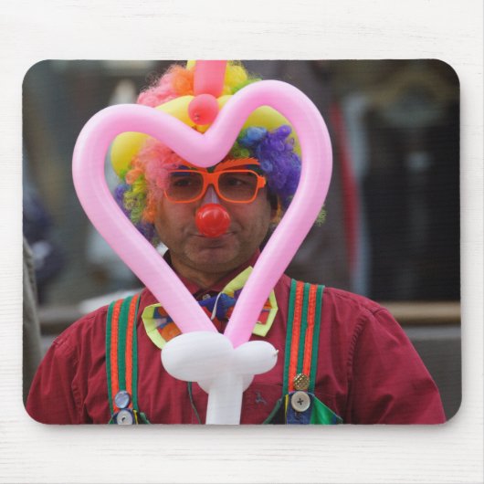 Clown mit rosa Herz Mousepad (Vorne)